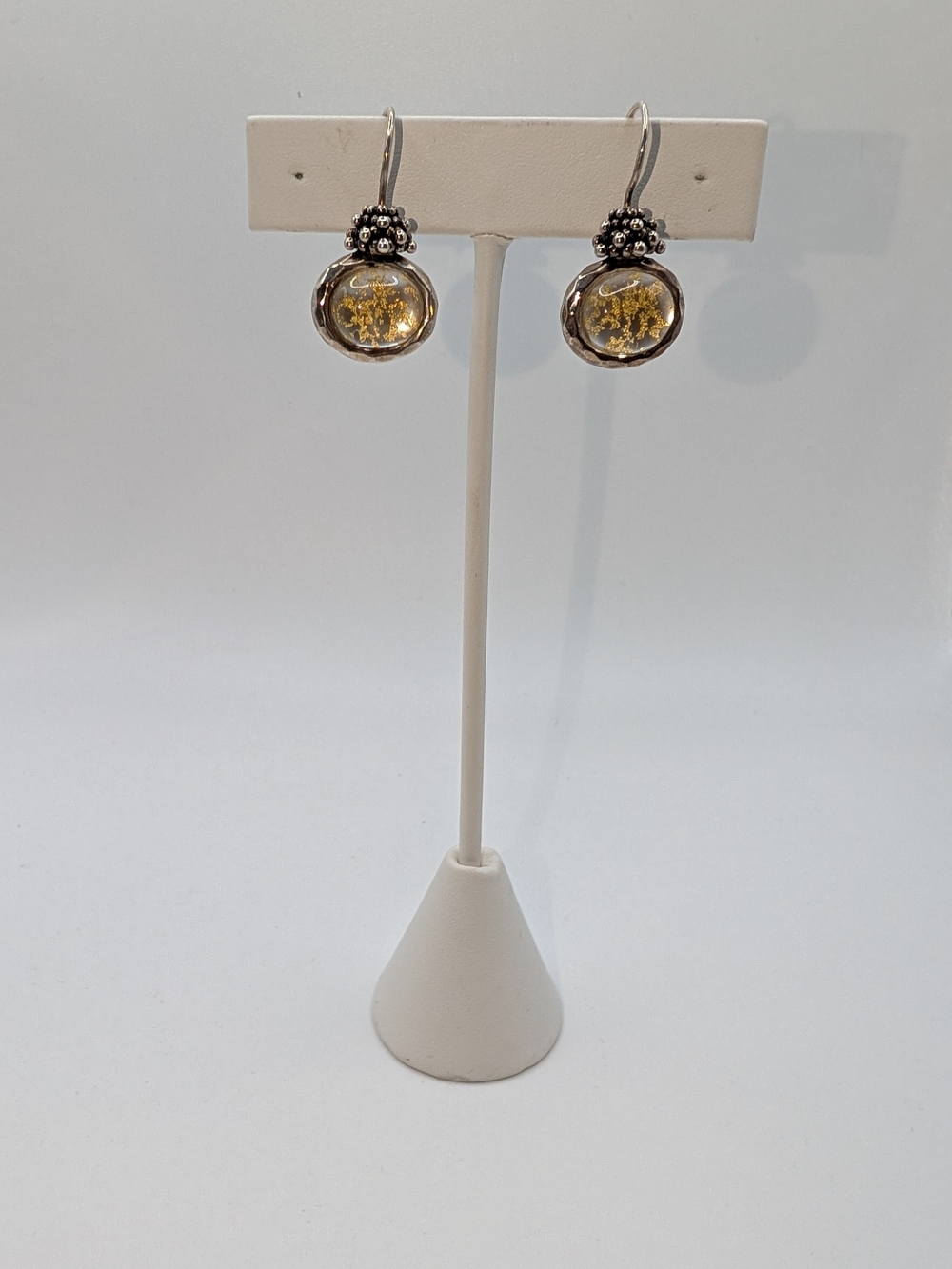 Michael Dawkins Silver Drop Earrings with Gold Accent